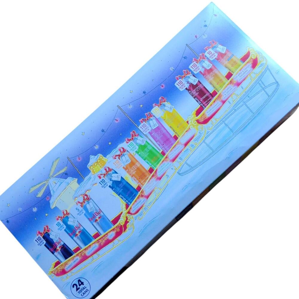 Red Bull Advent Calendar 24 Cans In HAND Pink Green Yellow Fast Shipping 2025 - Picture 2 of 6
